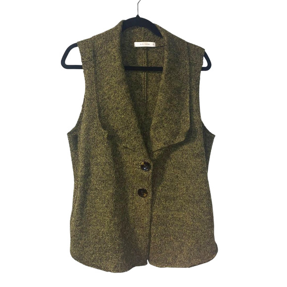 Cut Loose Women's Wool Vest Size M Green Lagenlook Pockets Boho Large Buttons - Picture 1 of 4